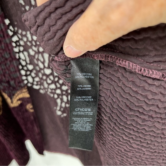 Chico’s Womens Travelers Velvet Burnout Jacket Size 12/14 Open Front Cardigan - Picture 6 of 9